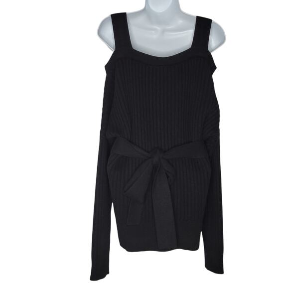 Derek Lam 10 Crosby Black Cold Shoulder Wool Blend V-Neck Sweater NEW Small - Picture 6 of 12